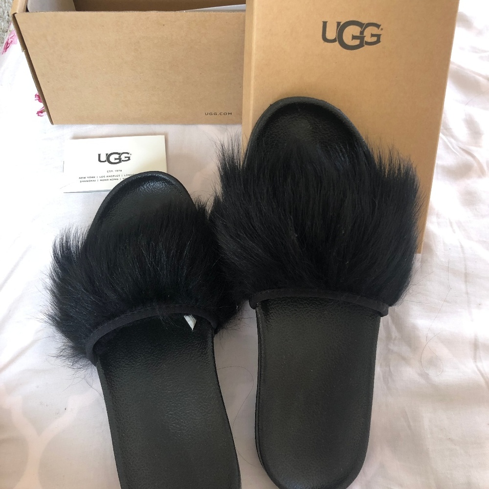 Ugg black  lamb fur slippers